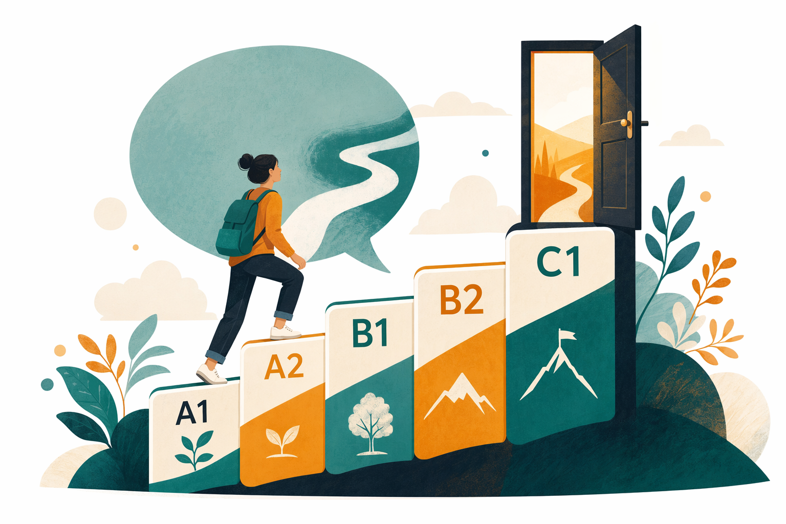 Illustration for ESL classes — beginner to advanced