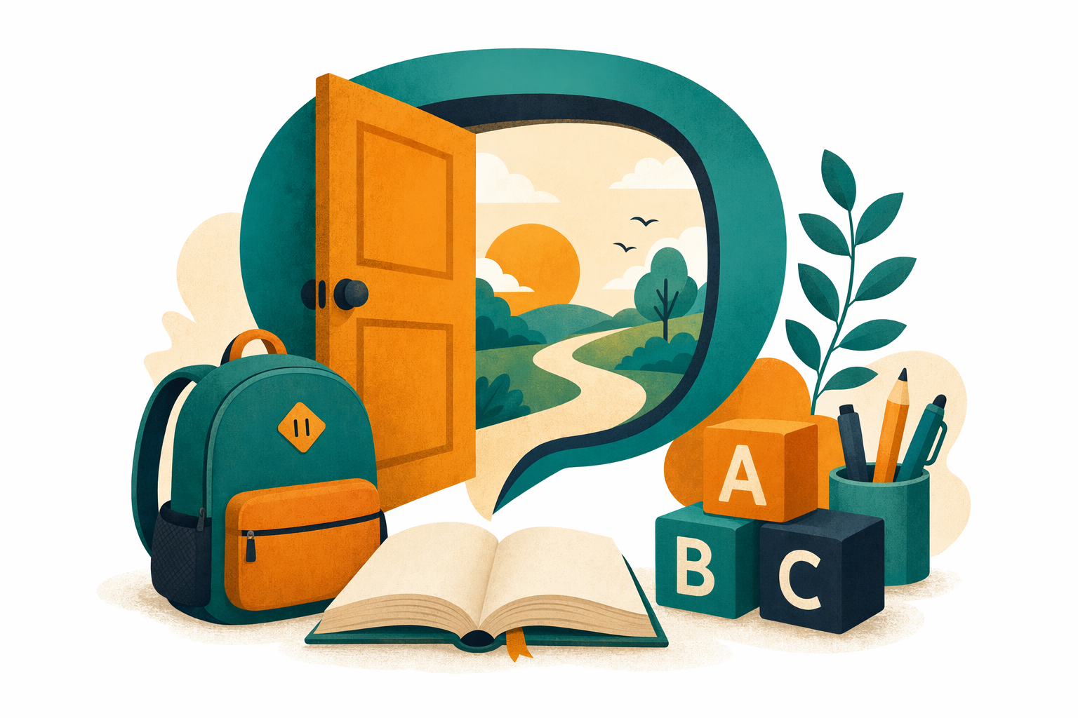 Illustration for English classes for kids & teens